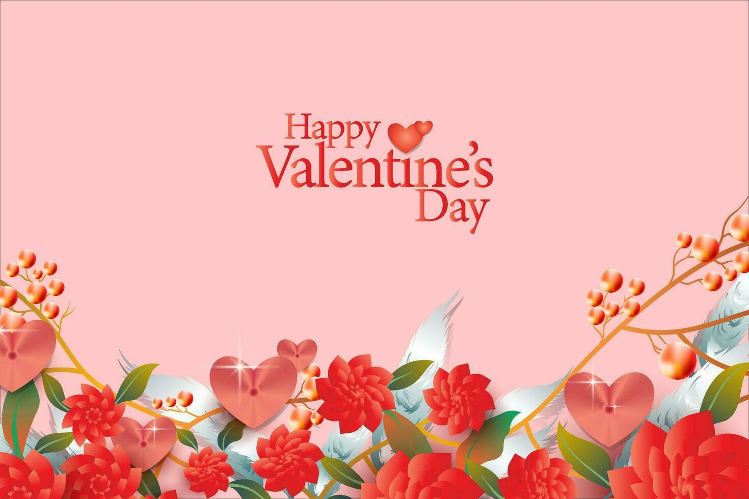 elegant realistisch Valentijn kaart, banier en poster achtergrond abstract met liefde icoon en bloem lay-out vector