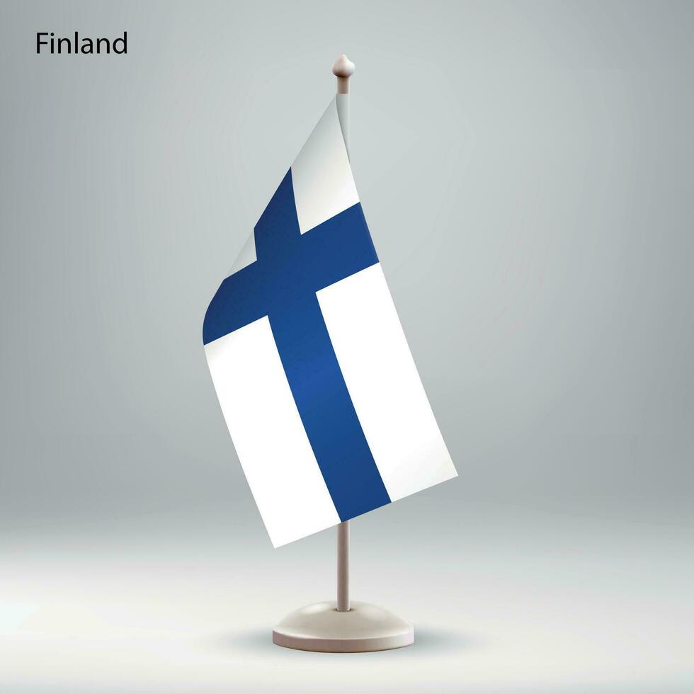 vlag van Finland hangende Aan een vlag stellage. vector