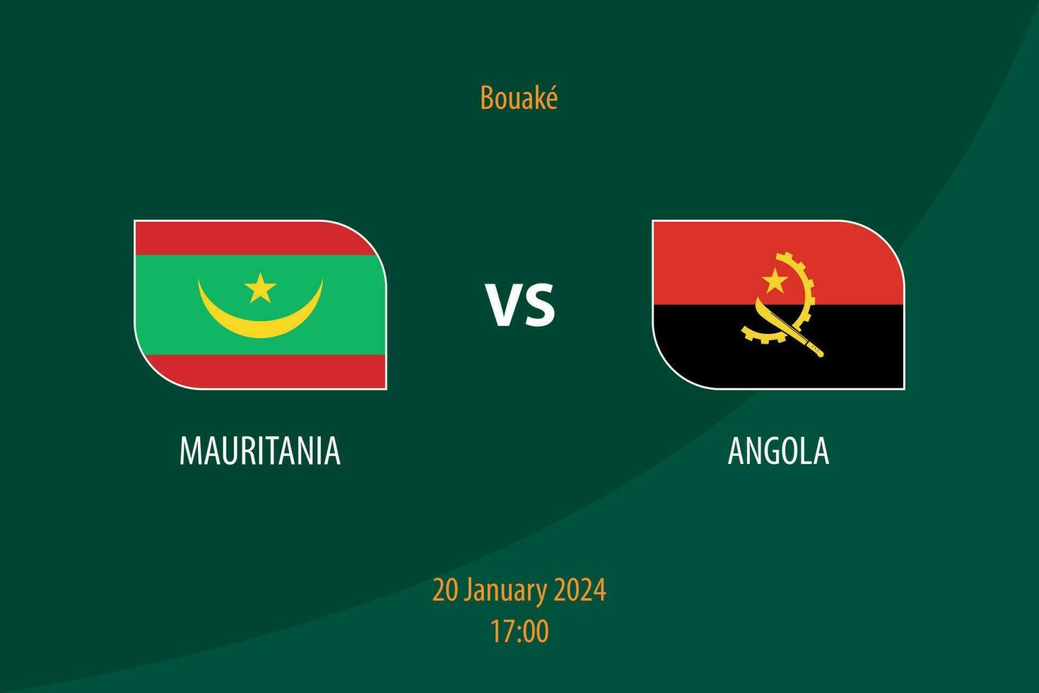 mauritania vs Angola Amerikaans voetbal scorebord uitzending sjabloon vector