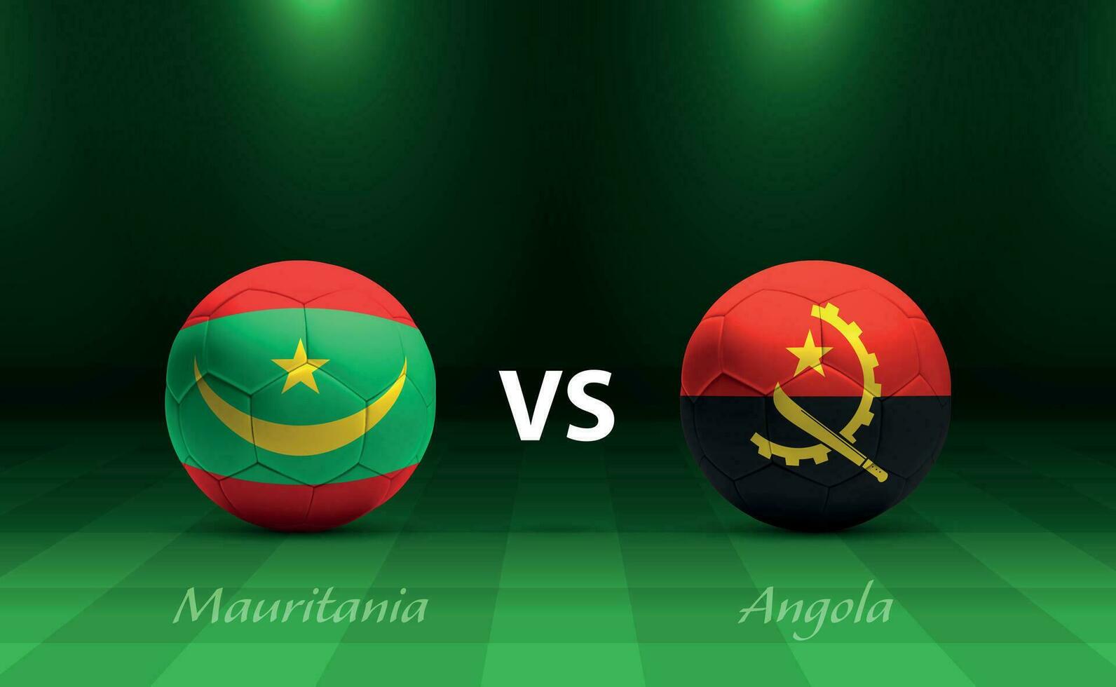 mauritania vs Angola Amerikaans voetbal scorebord uitzending sjabloon vector