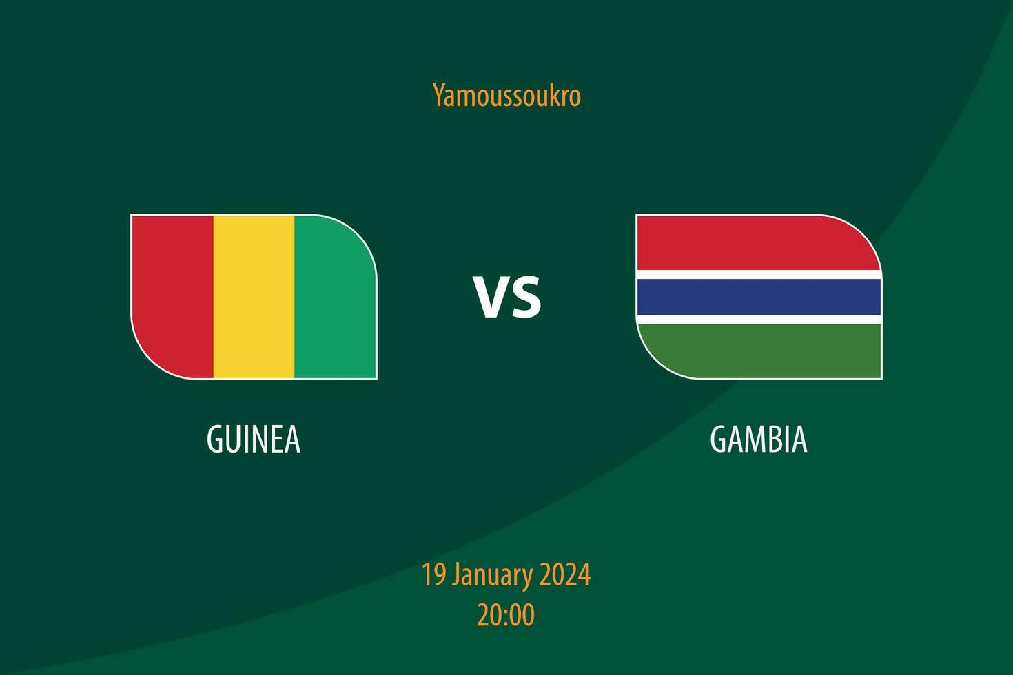 Guinea vs Gambia Amerikaans voetbal scorebord uitzending sjabloon vector