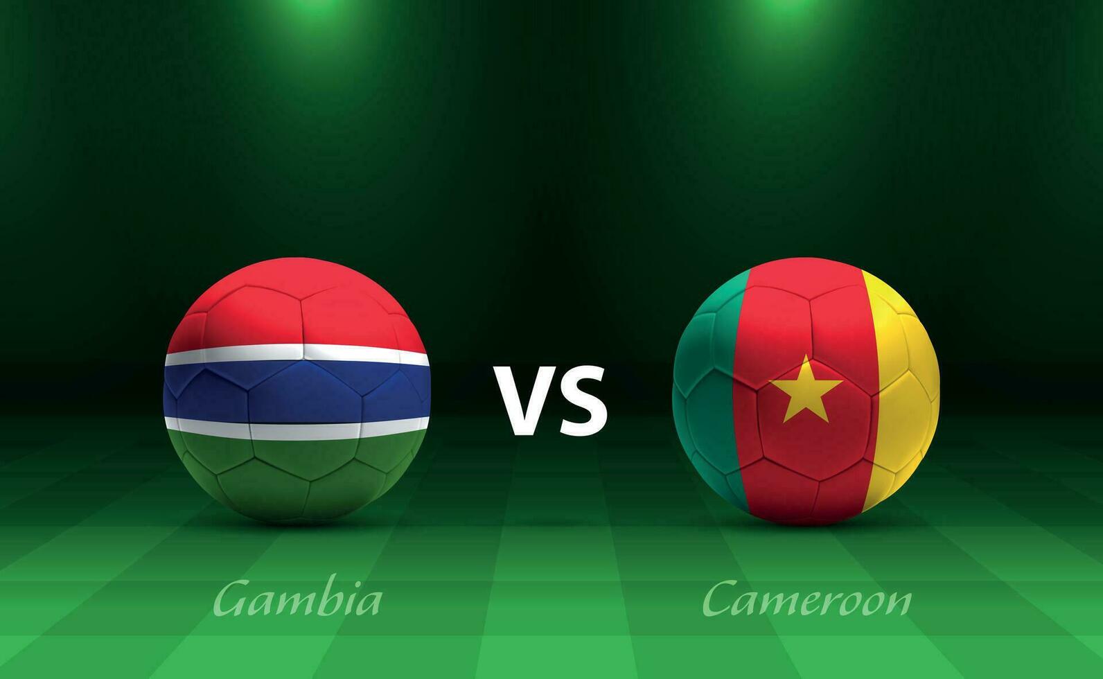 Gambia vs Kameroen Amerikaans voetbal scorebord uitzending sjabloon vector