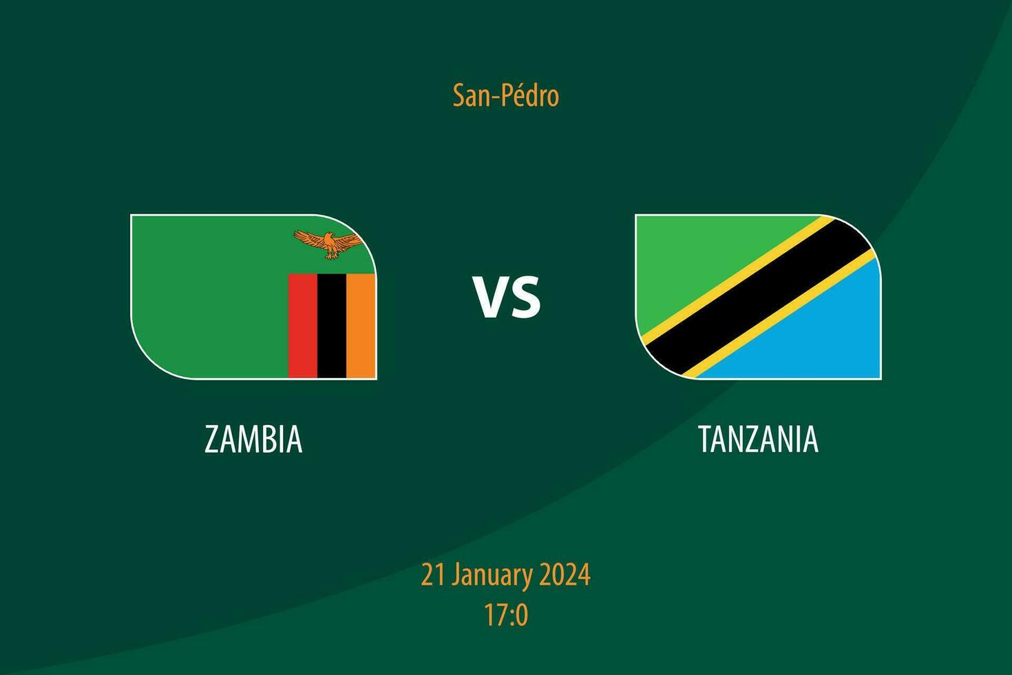 Zambia vs Tanzania Amerikaans voetbal scorebord uitzending sjabloon vector