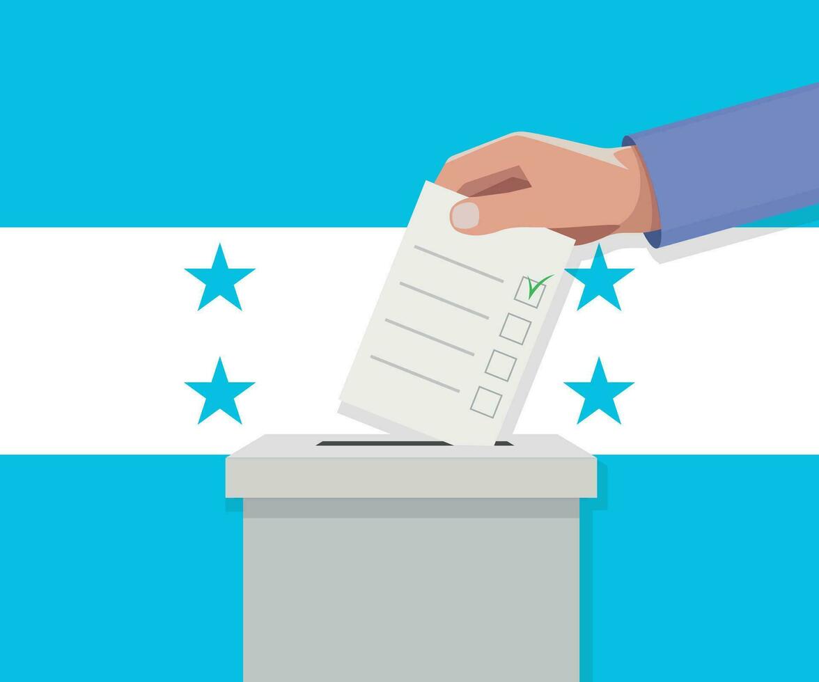 Honduras verkiezing concept. hand- zet stemmen bulletin vector