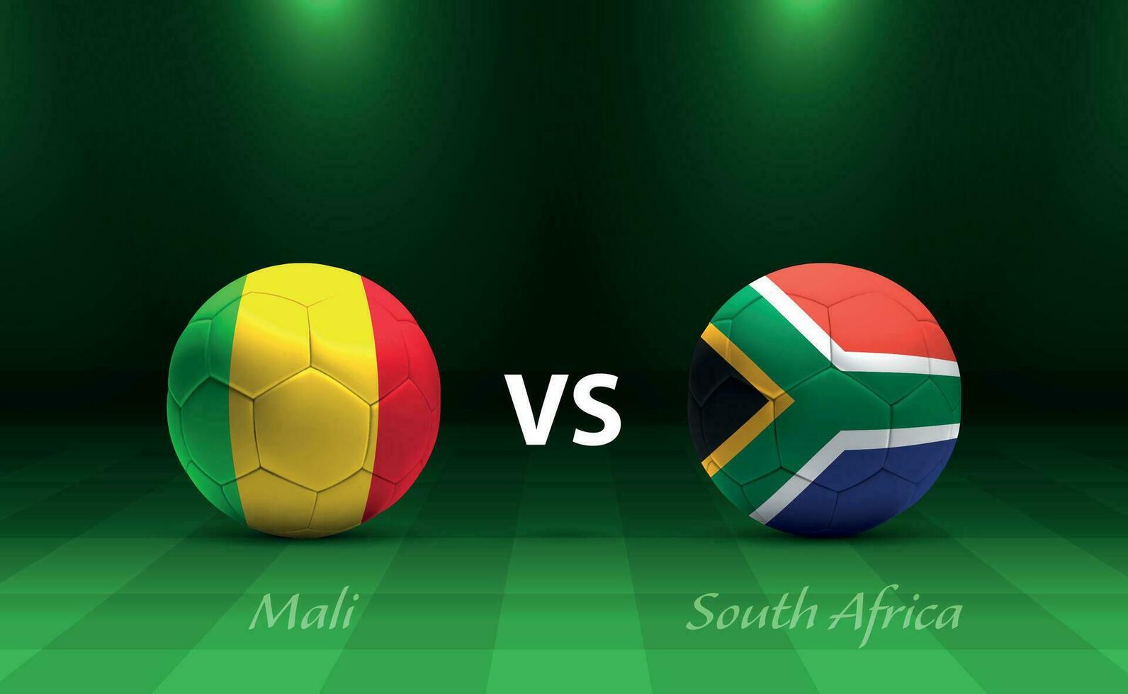 Mali vs zuiden Afrika Amerikaans voetbal scorebord uitzending sjabloon vector