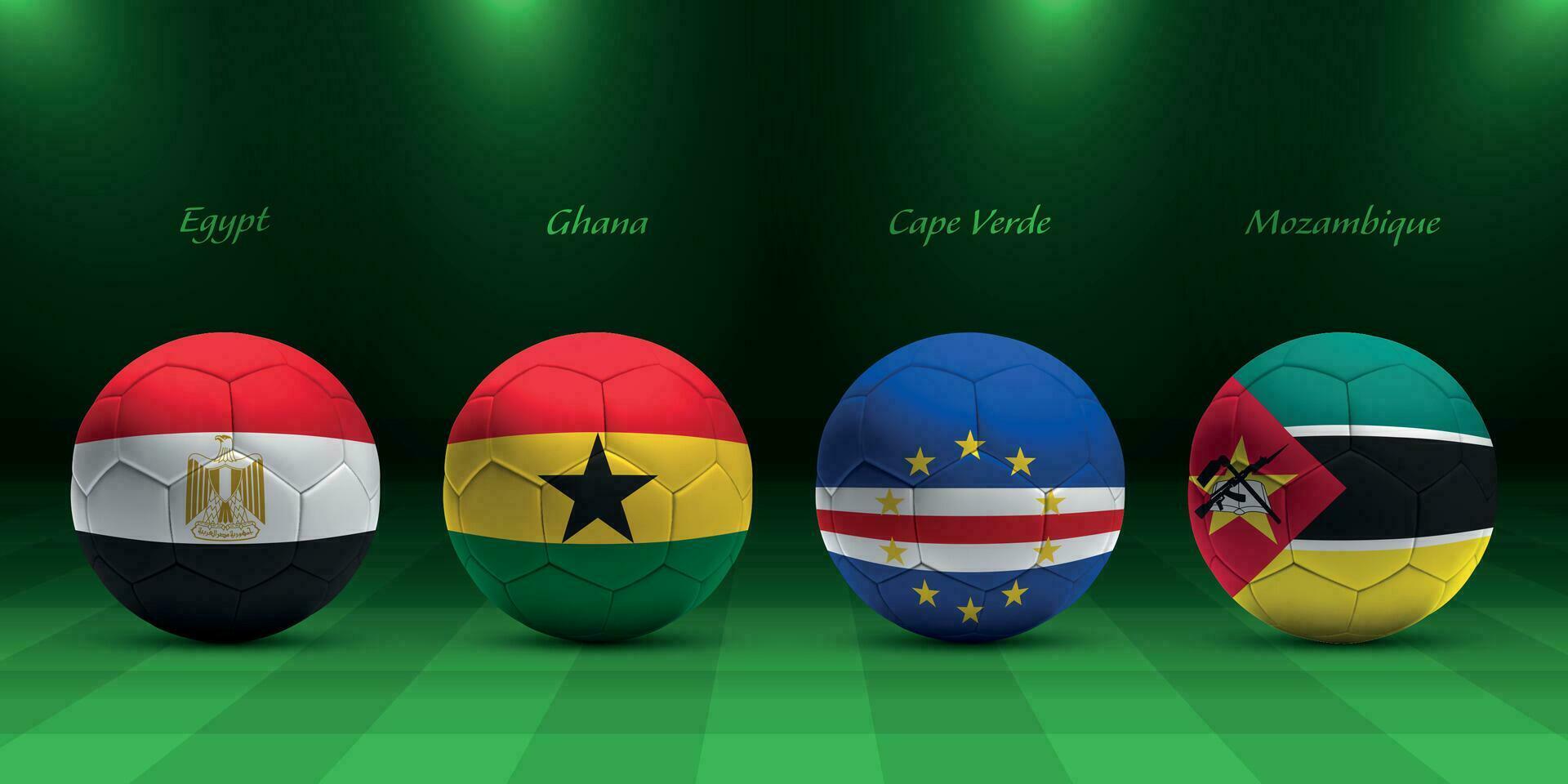 Afrikaanse toernooi 2023, groep b vlaggen van Afrika landen vector