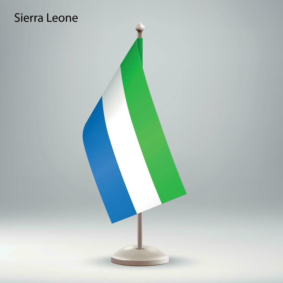 vlag van Sierra Leone hangende Aan een vlag stellage. vector