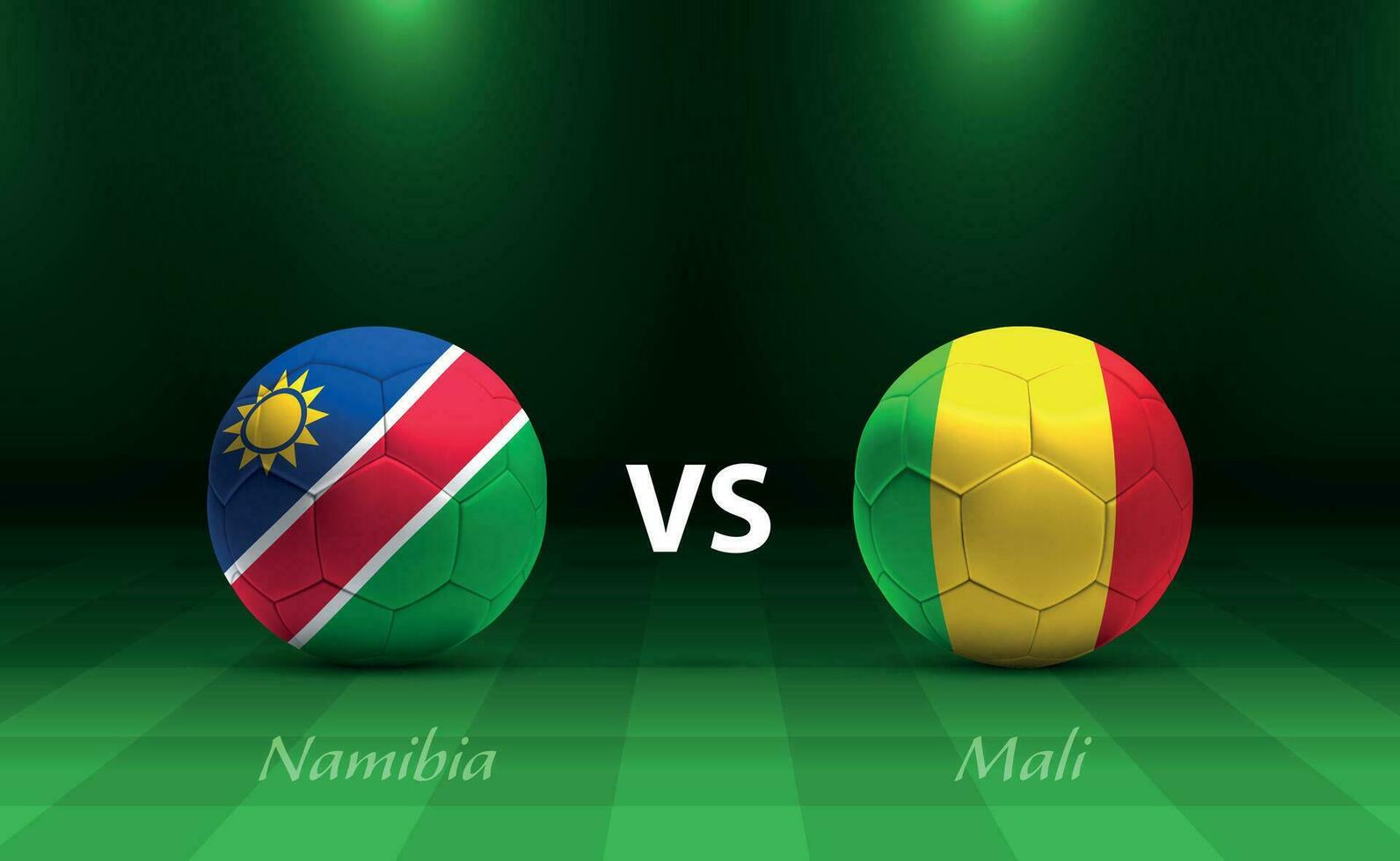 Namibië vs Mali Amerikaans voetbal scorebord uitzending sjabloon vector