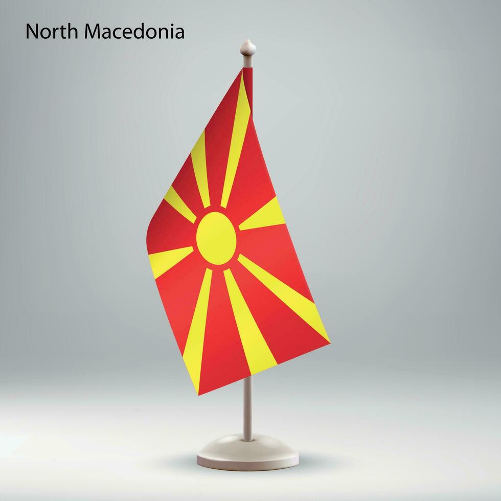 vlag van noorden Macedonië hangende Aan een vlag stellage. vector