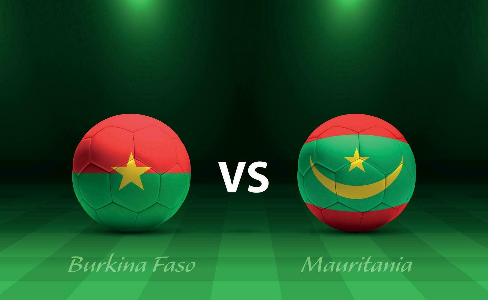 Burkina faso vs mauritania Amerikaans voetbal scorebord uitzending sjabloon vector