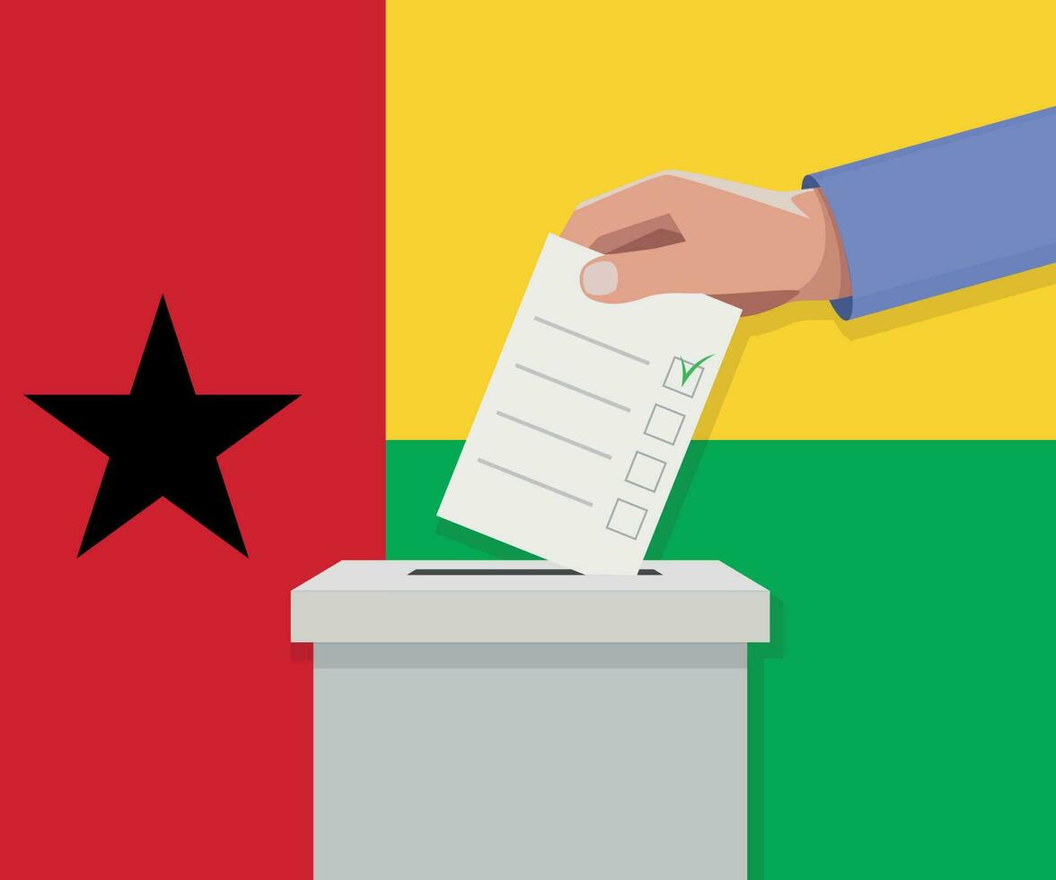 Guinea Bissau verkiezing concept. hand- zet stemmen bulletin vector