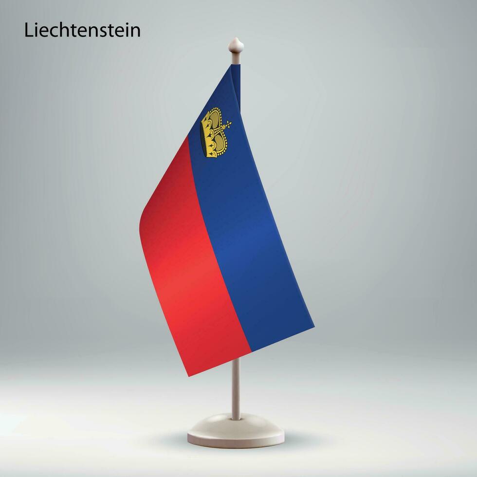 vlag van Liechtenstein hangende Aan een vlag stellage. vector