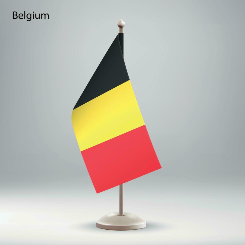 vlag van belgie hangende Aan een vlag stellage. vector