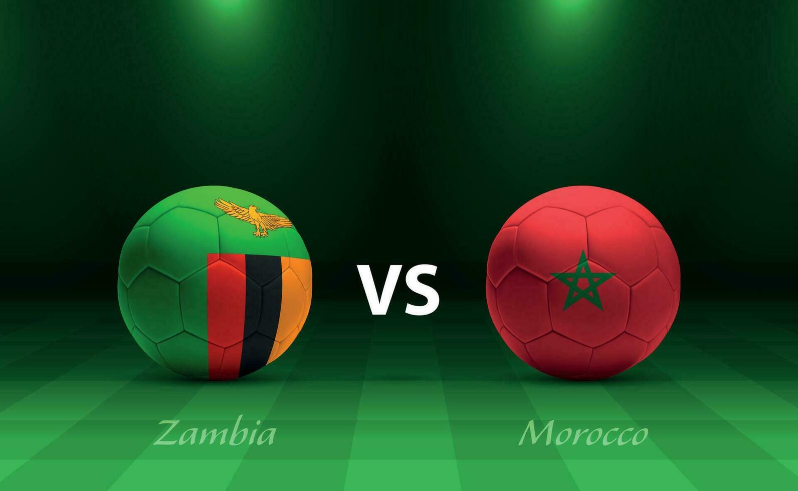 Zambia vs Marokko Amerikaans voetbal scorebord uitzending sjabloon vector