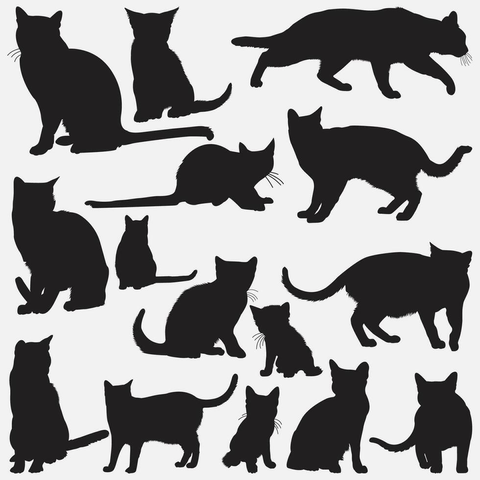 Russisch blauwe kat silhouet reeks vector