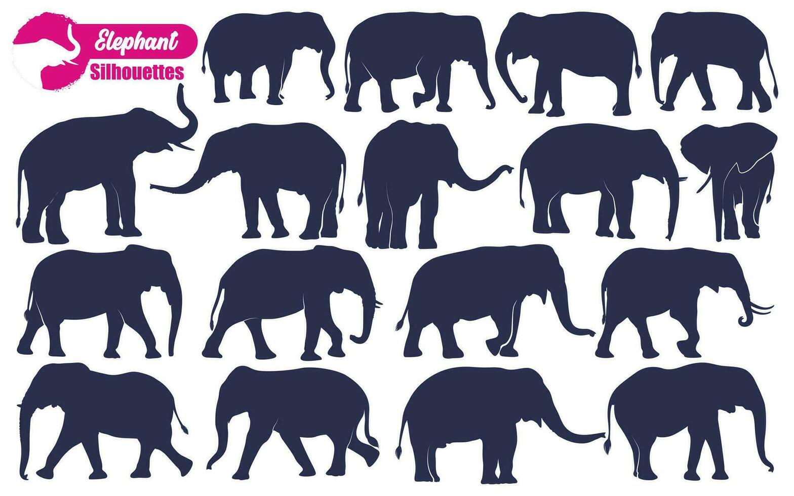 dier olifant silhouetten vector illustratie