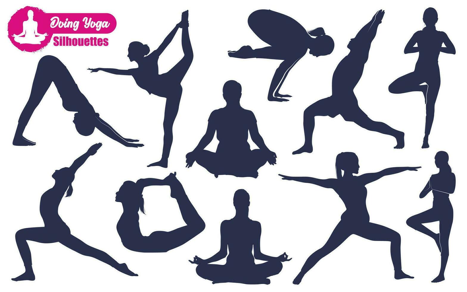 yoga of meditatie silhouetten vector illustratie