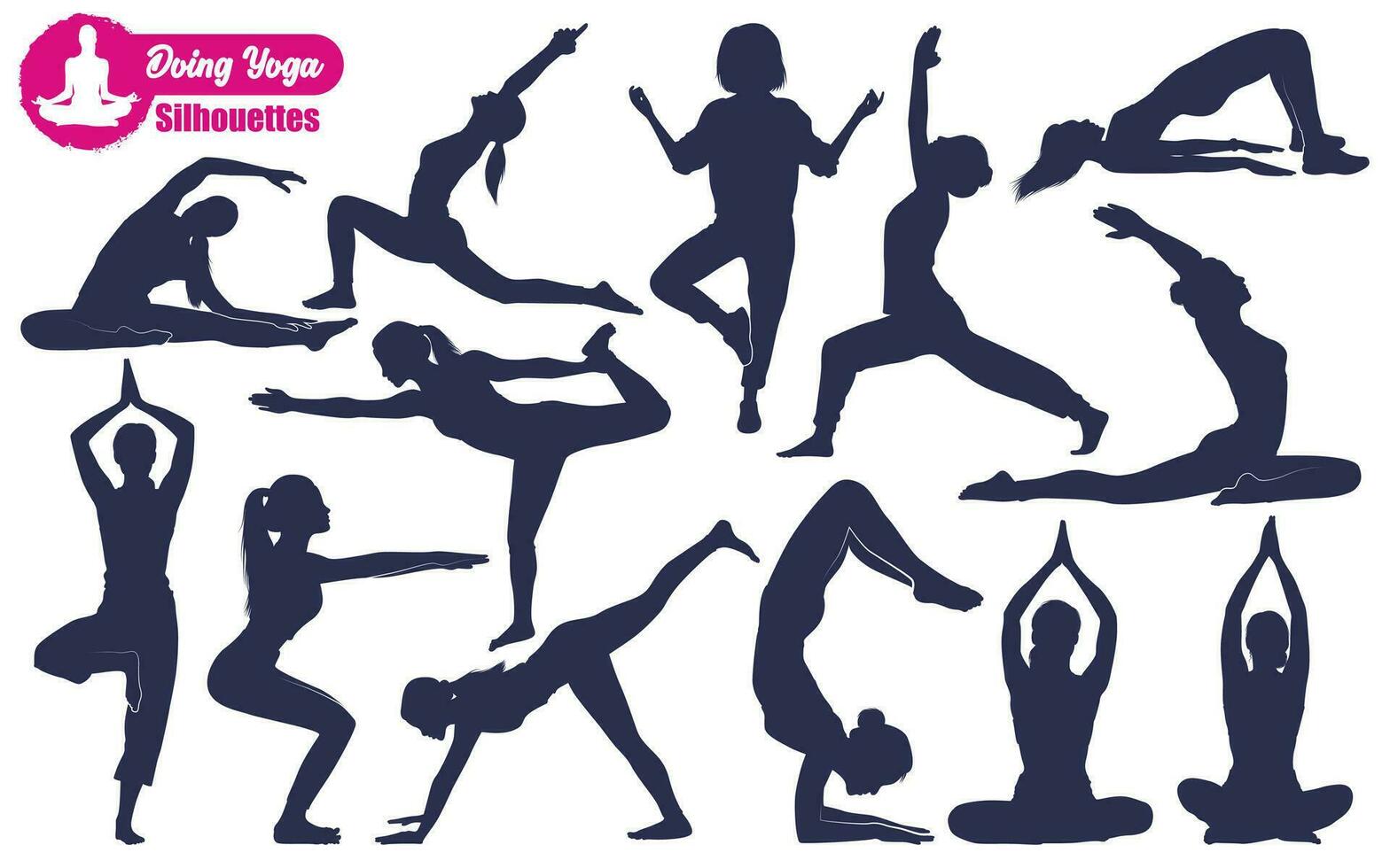 yoga of meditatie silhouetten vector illustratie