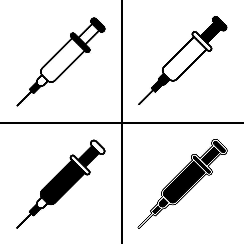 vector zwart en wit illustratie van injectiespuit icoon voor bedrijf. voorraad vector ontwerp.