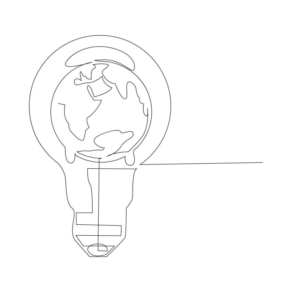 doorlopend single lijn aarde wereldbol wereld kaart schets vector kunst tekening en wereld aarde uur concept gemakkelijk ontwerp