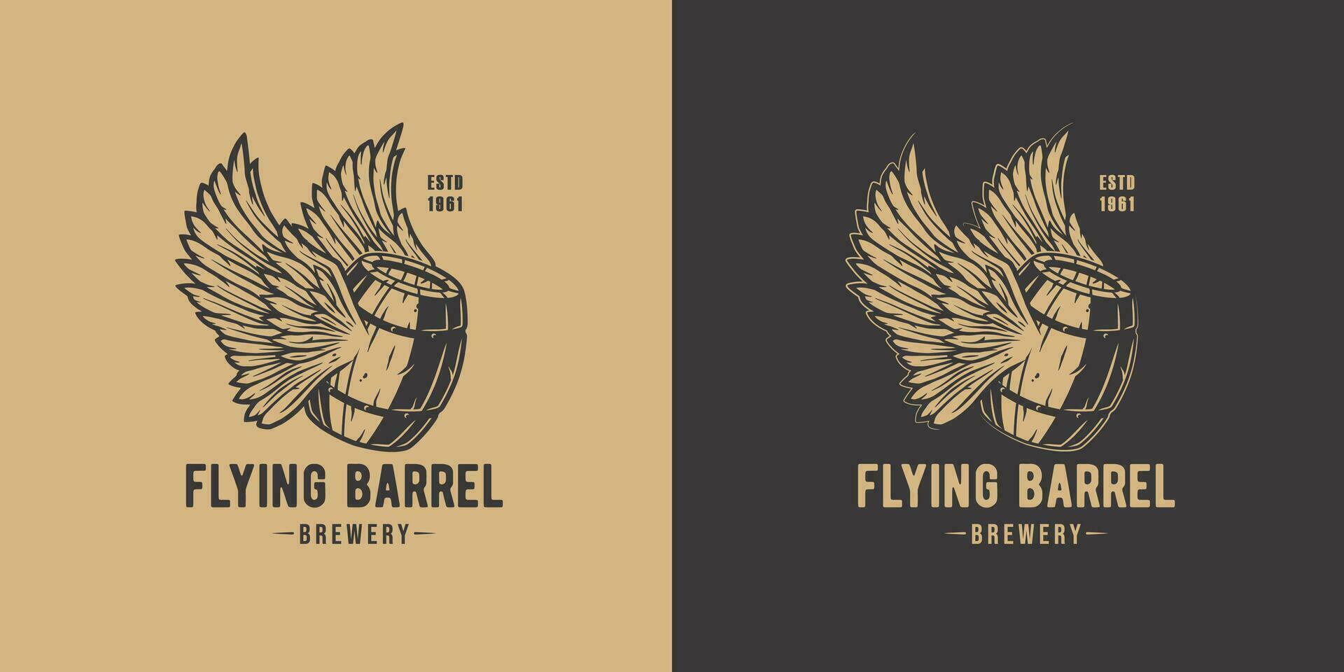 bier vlieg vat met Vleugels voor bar. bier ontwerp vector