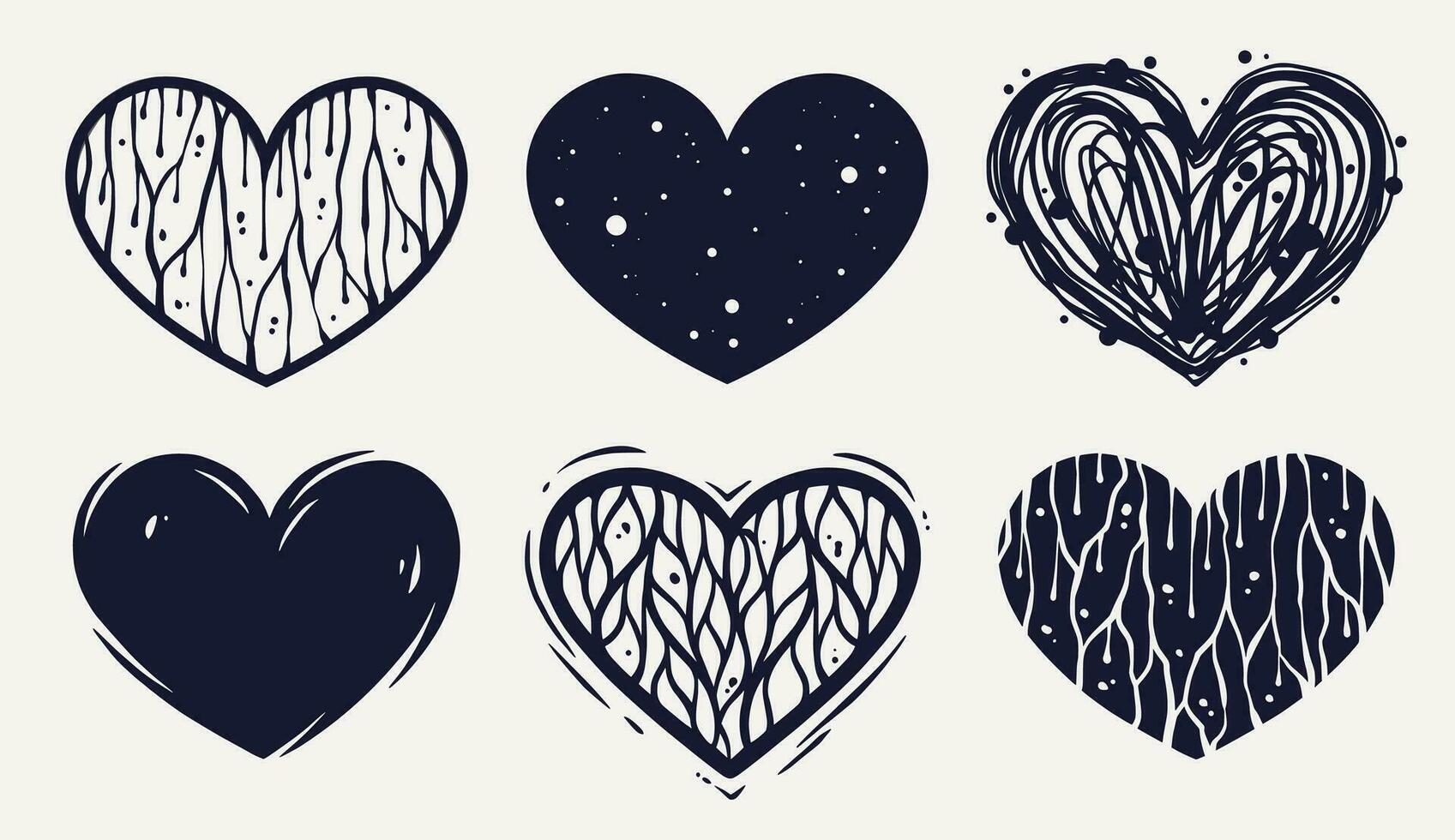 silhouet reeks van liefde hart voor valentijnsdag dag vakantie. voorjaar vector illustratie voor februari partij ontwerp