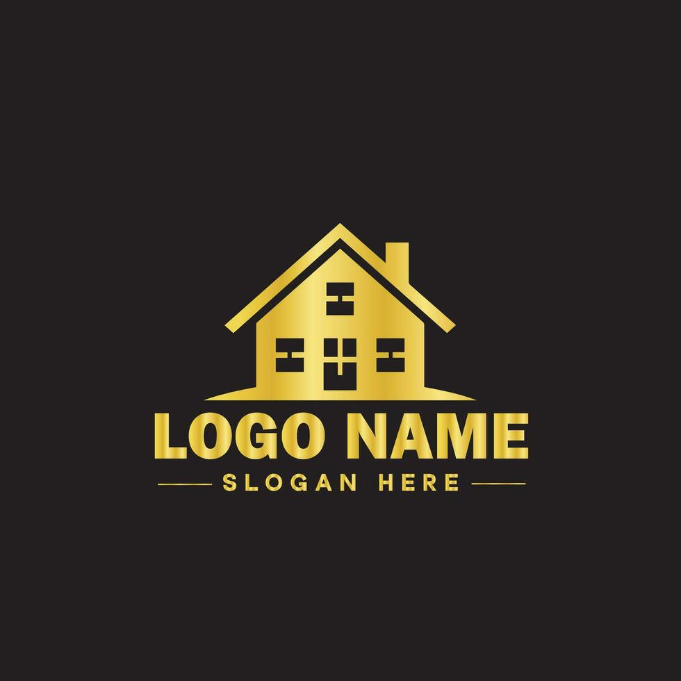 echt landgoed logo eigendom huis huis bouw gebouw logo icoon bewerkbare vector