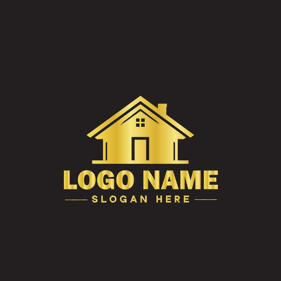 echt landgoed logo eigendom huis huis bouw gebouw logo icoon bewerkbare vector