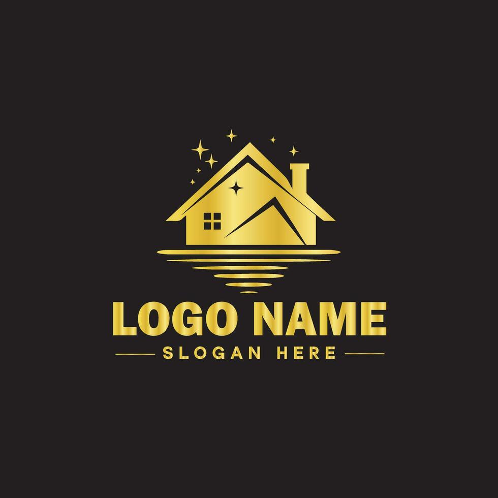 echt landgoed logo eigendom huis huis bouw gebouw logo icoon bewerkbare vector