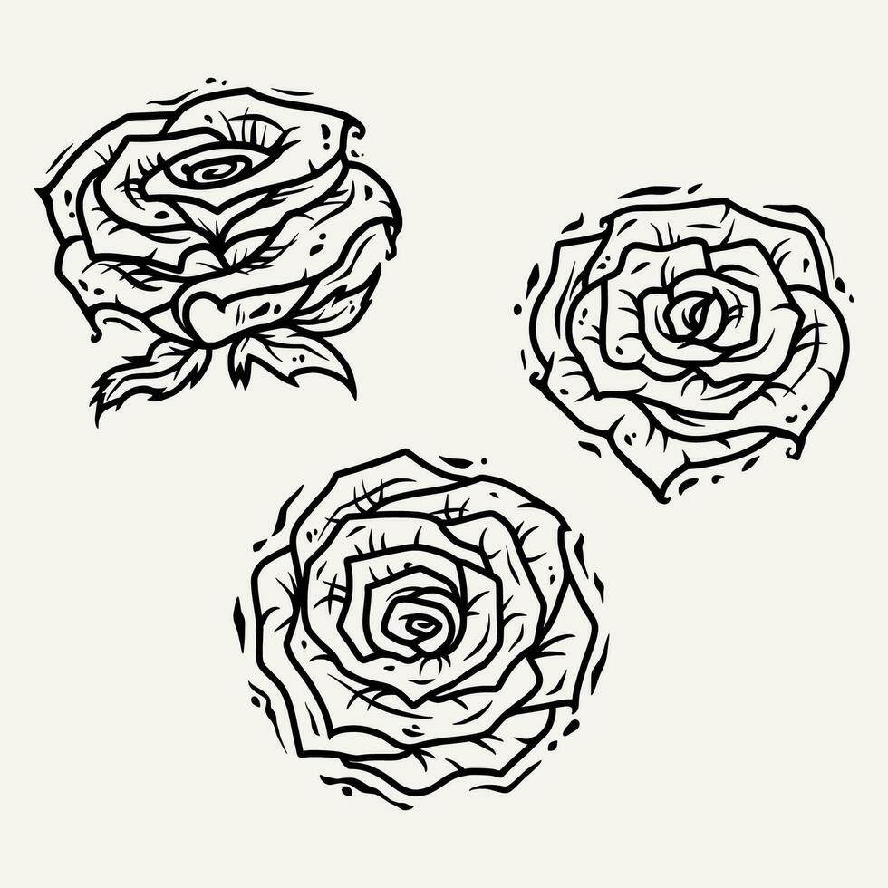 roos knop met bloemblaadjes voor valentijnsdag liefde dag. schets vector illustratie