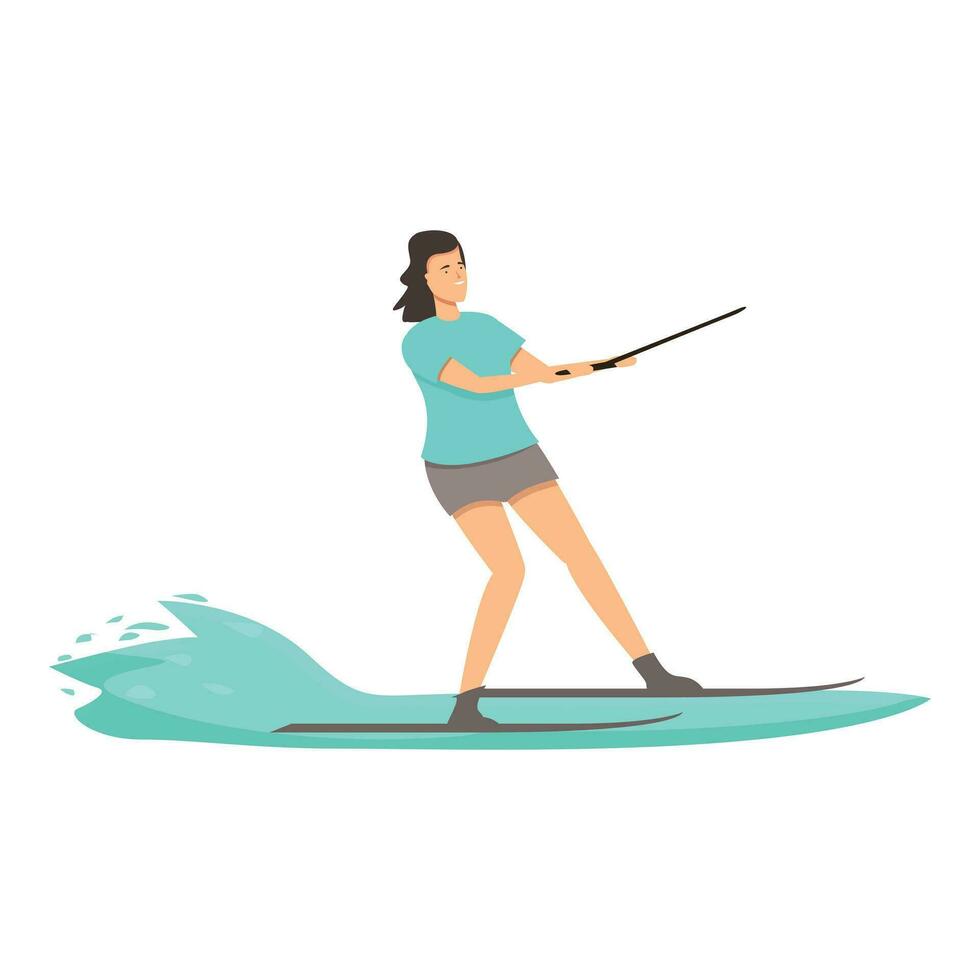 meisje water skiën icoon tekenfilm vector. bord strand vector