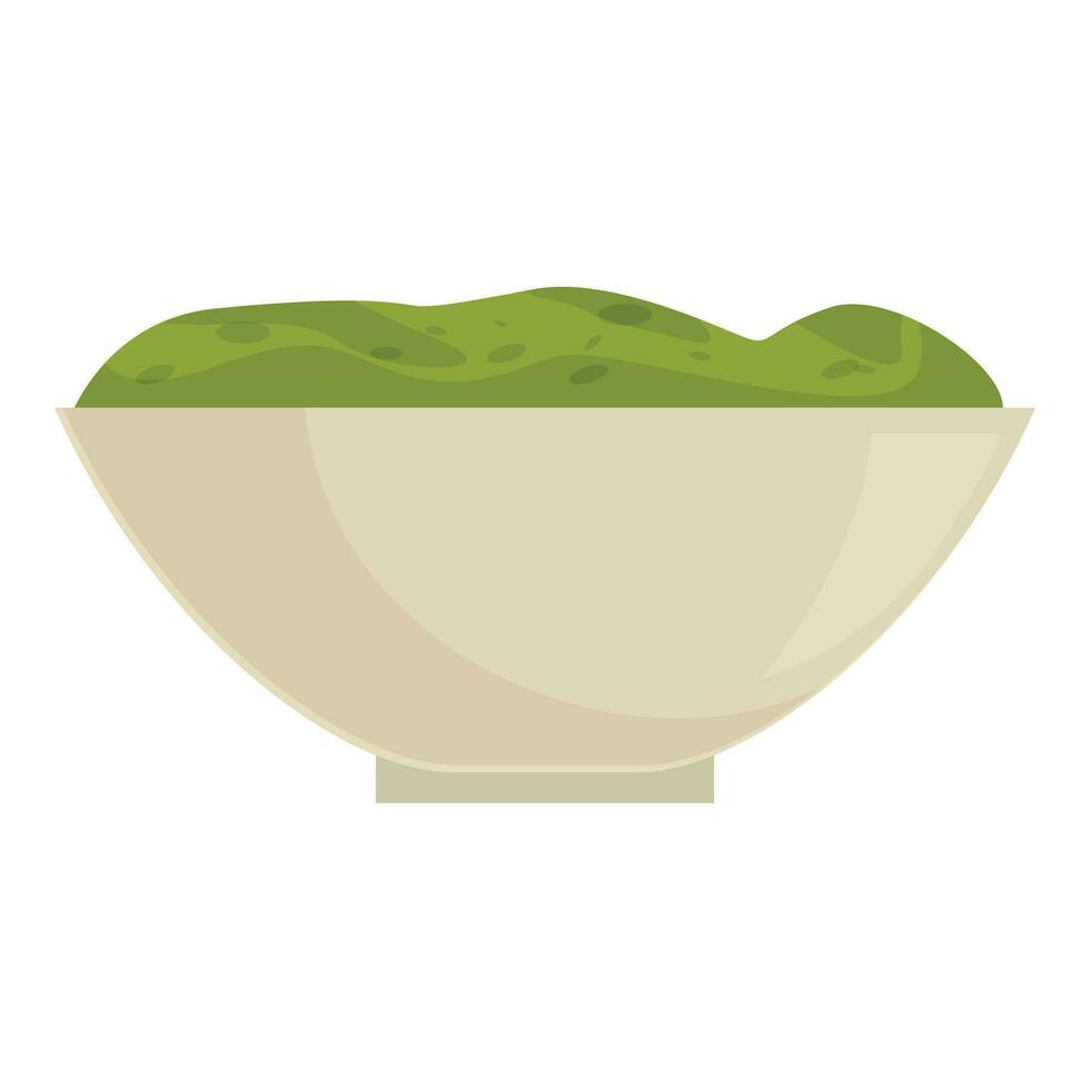 pesto kom voedsel icoon tekenfilm vector. salade fabriek vector