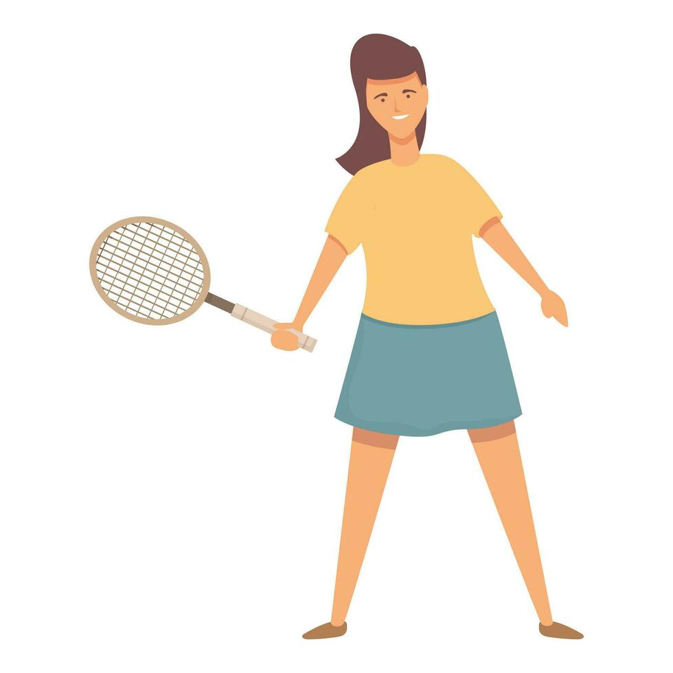 meisje Speel tennis icoon tekenfilm vector. mensen trainer lichaam vector