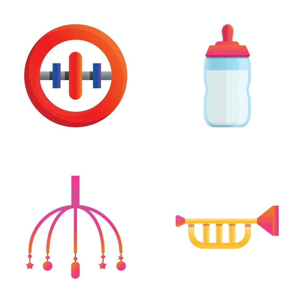 baby items pictogrammen reeks tekenfilm vector. baby zorg medeplichtig vector