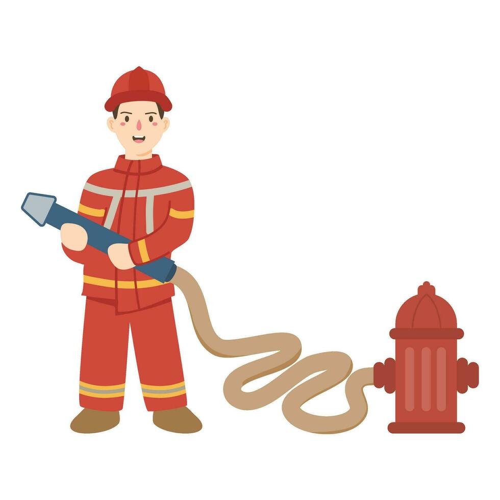 brandweerman met slang pijp illustratie.png vector