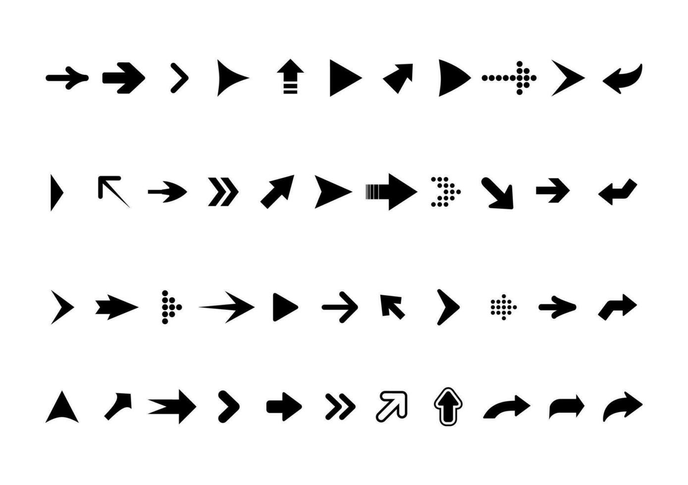 pijlen grote zwarte set pictogrammen. pijl icoon. pijl vector collectie. pijl. cursor. moderne eenvoudige pijlen. vector illustratie