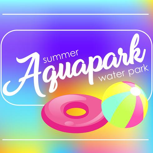 Tekst &quot;Aquapark&quot; op een vage achtergrond. Vector vlakke afbeelding