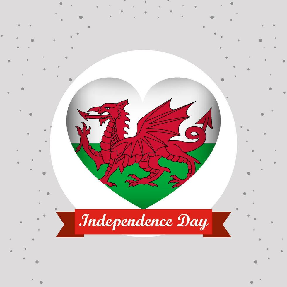 Wales onafhankelijkheid dag met hart embleem ontwerp vector