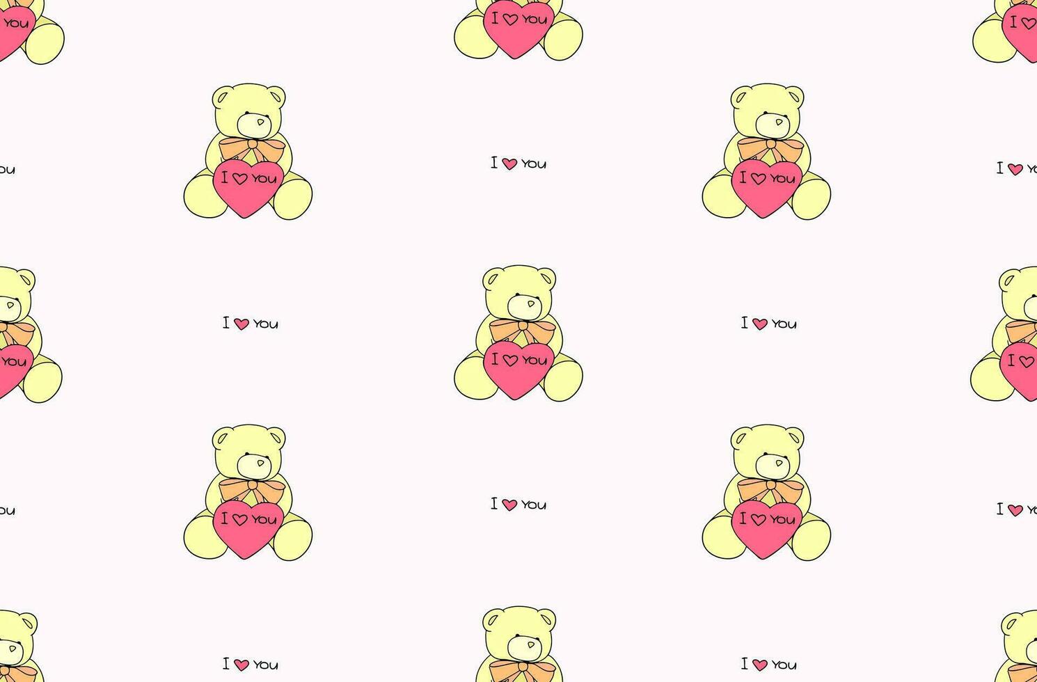 schattig gemakkelijk naadloos patroon met teddy bears met een verklaring van liefde. vector illustratie voor achtergrond voor Valentijnsdag dag.