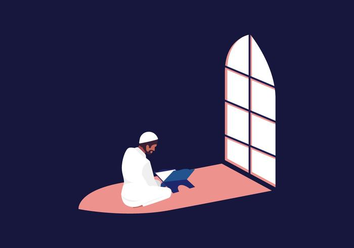 Moslim die vector Al-Quran leest