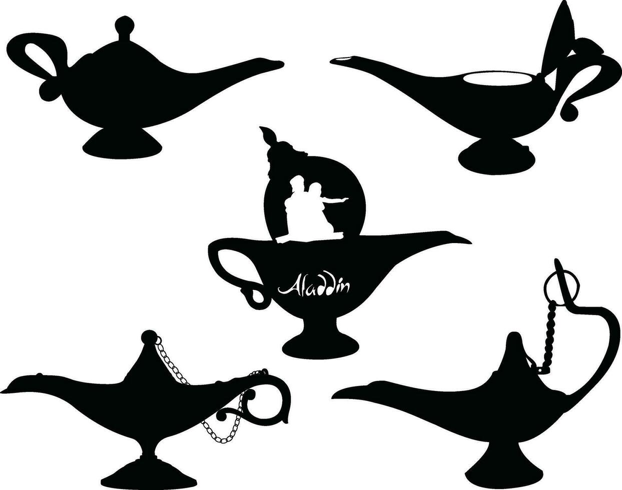 aladdin lamp silhouet ontwerp Aan een wit achtergrond vector