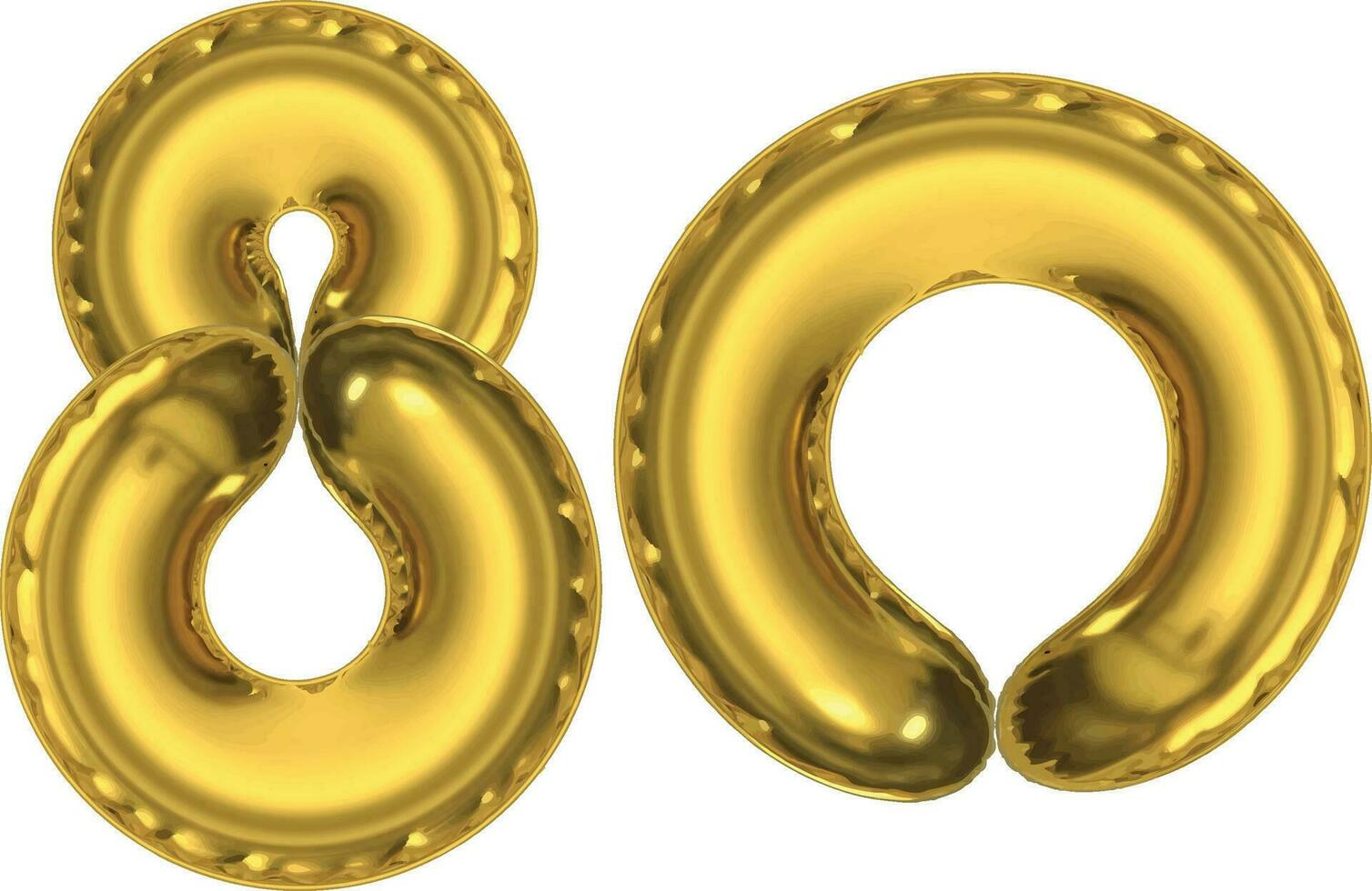 80. goud 3d nummers. poster sjabloon voor vieren 80ste verjaardag evenement feest. vector illustratie