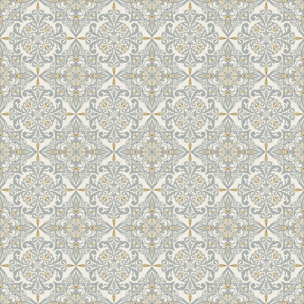 naadloos patroon met klassiek ornament. beige achtergrond met Victoriaans ornamenten voor kleding stof, keramisch tegels, achtergronden, ontwerp. textiel afdrukken voor Arabisch sjaal vector