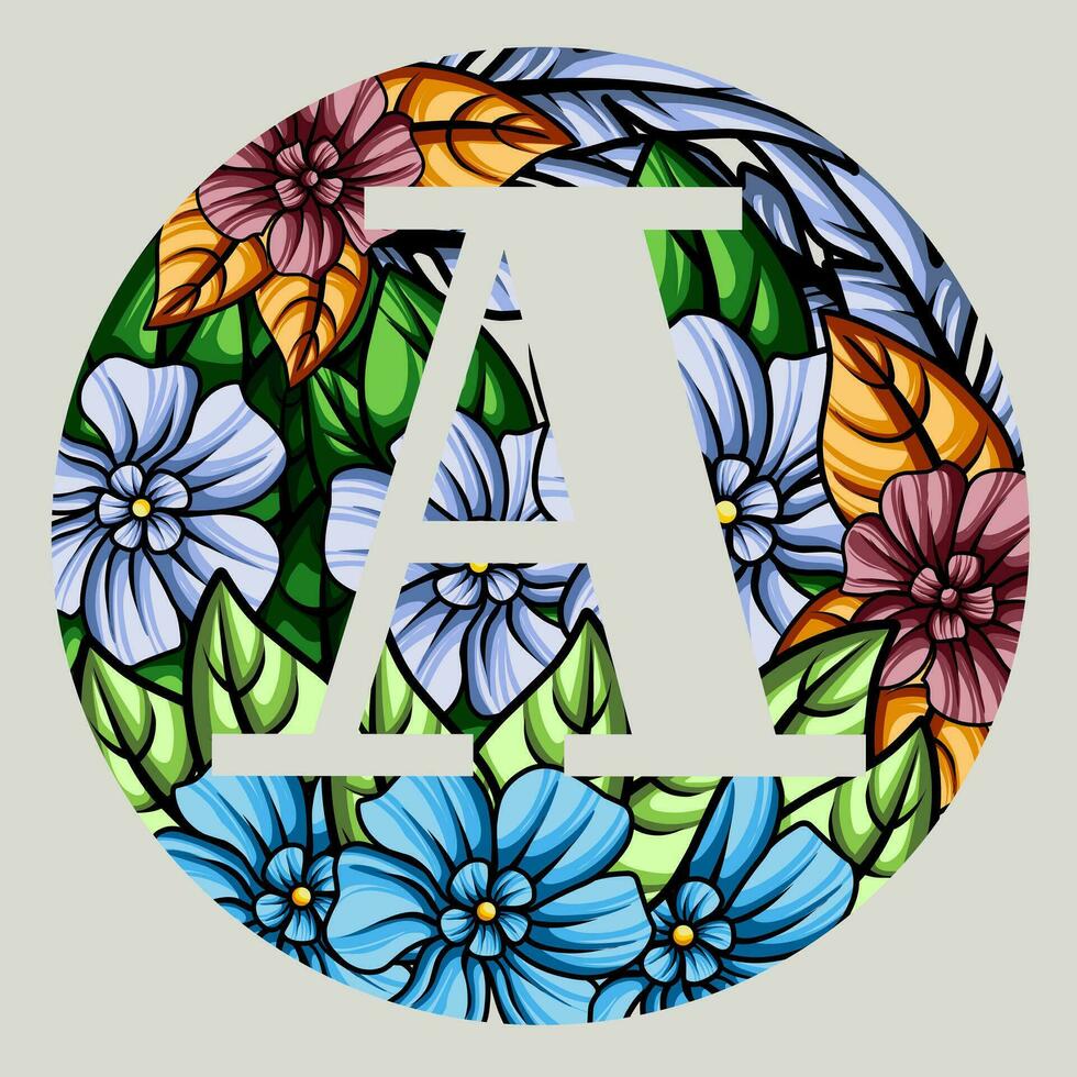 bloemen monogram alfabet illustratie. ontwerp vector