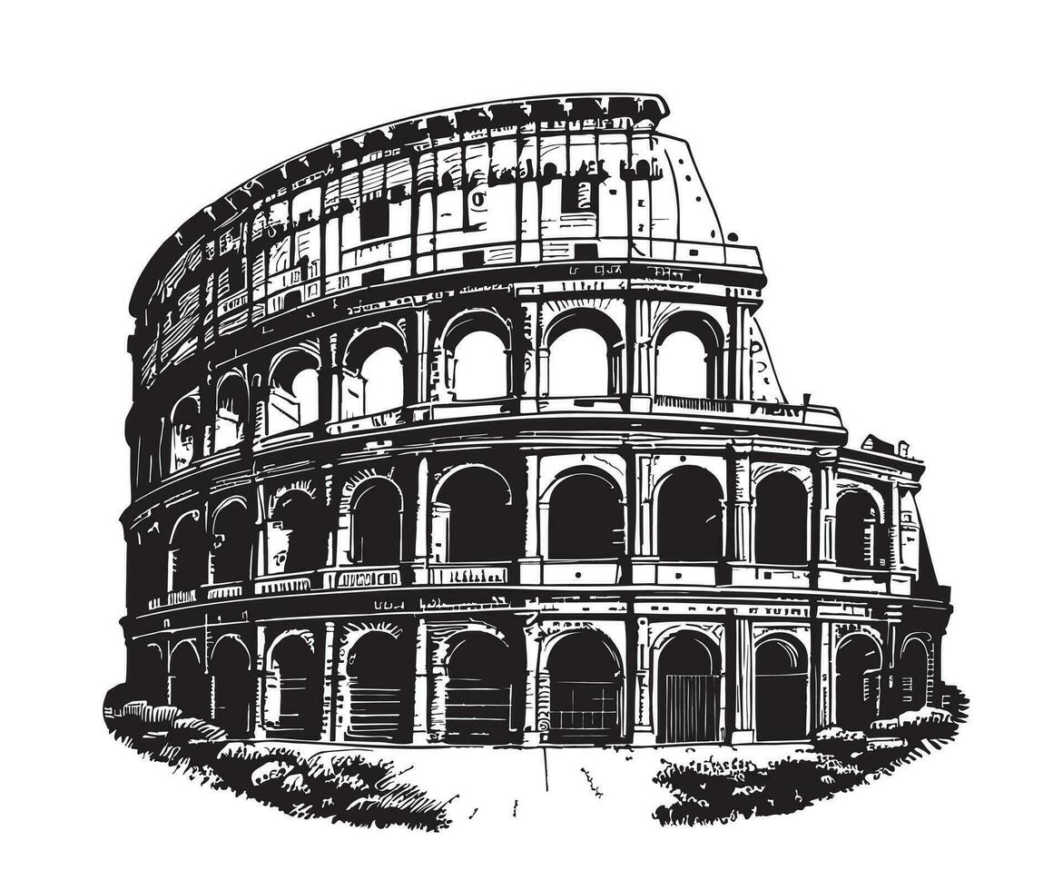 colosseum abstract schetsen hand- getrokken in tekening stijl vector illustratie