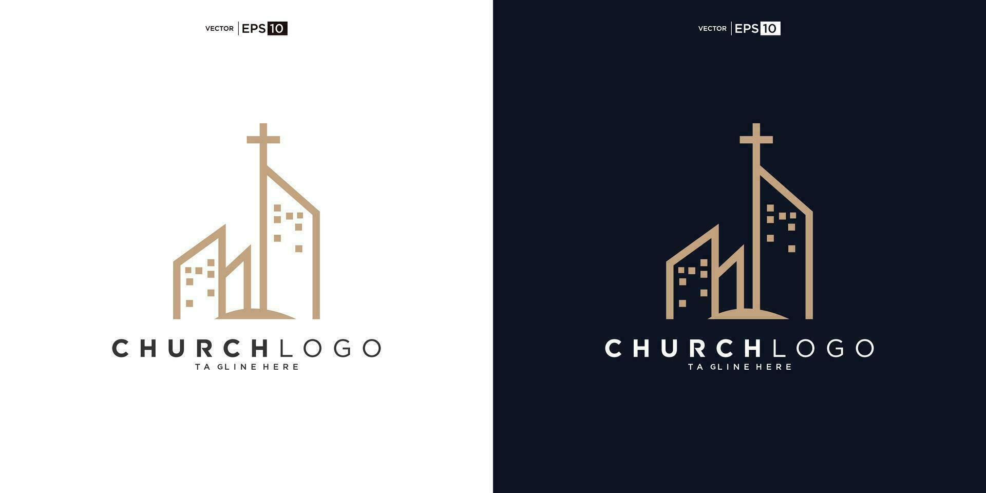 kerk christen met bouwen vorm logo ontwerp vector