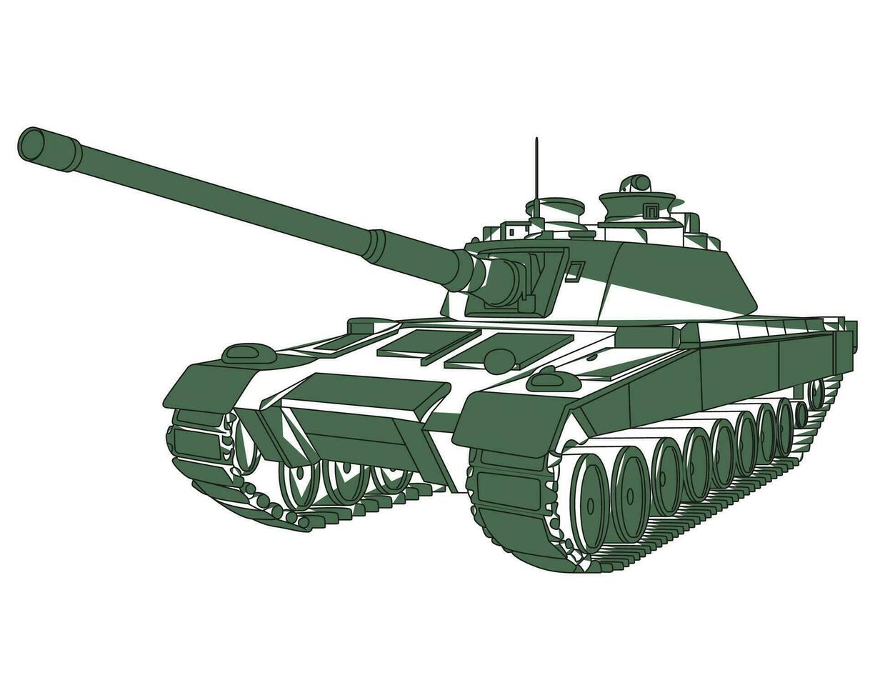 hoofd strijd tank zwart tekening. gepantserd vechten voertuig. speciaal leger vervoer. vector