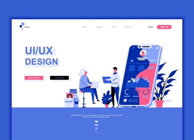 Moderne platte webpagina ontwerpsjabloon concept van UX vector