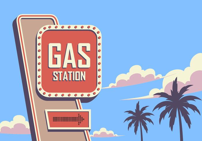 Benzinestation Retro Sign Vector