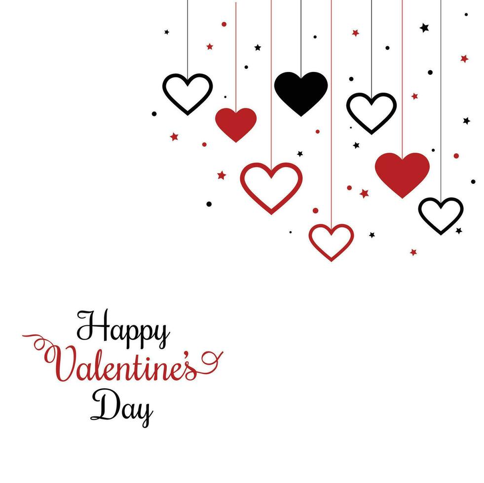gelukkig valentijnsdag dag achtergrond, valentijnsdag typografie, harten hangende vector